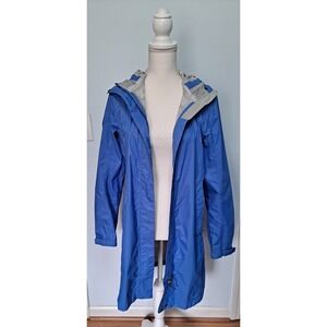 LL Bean Jacket Women XS Blue Trail Model Rain Coat Hooded Nylon Rugged 268313